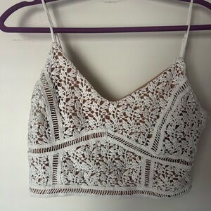 Kendall & Kylie Cream Sleeveless Crop Camisole